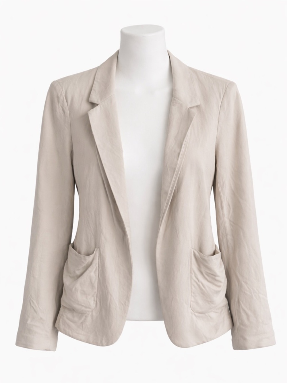Size 2 Talula Women’s Kent Style Blazer Beige Open‎ Front Drapey Jacket